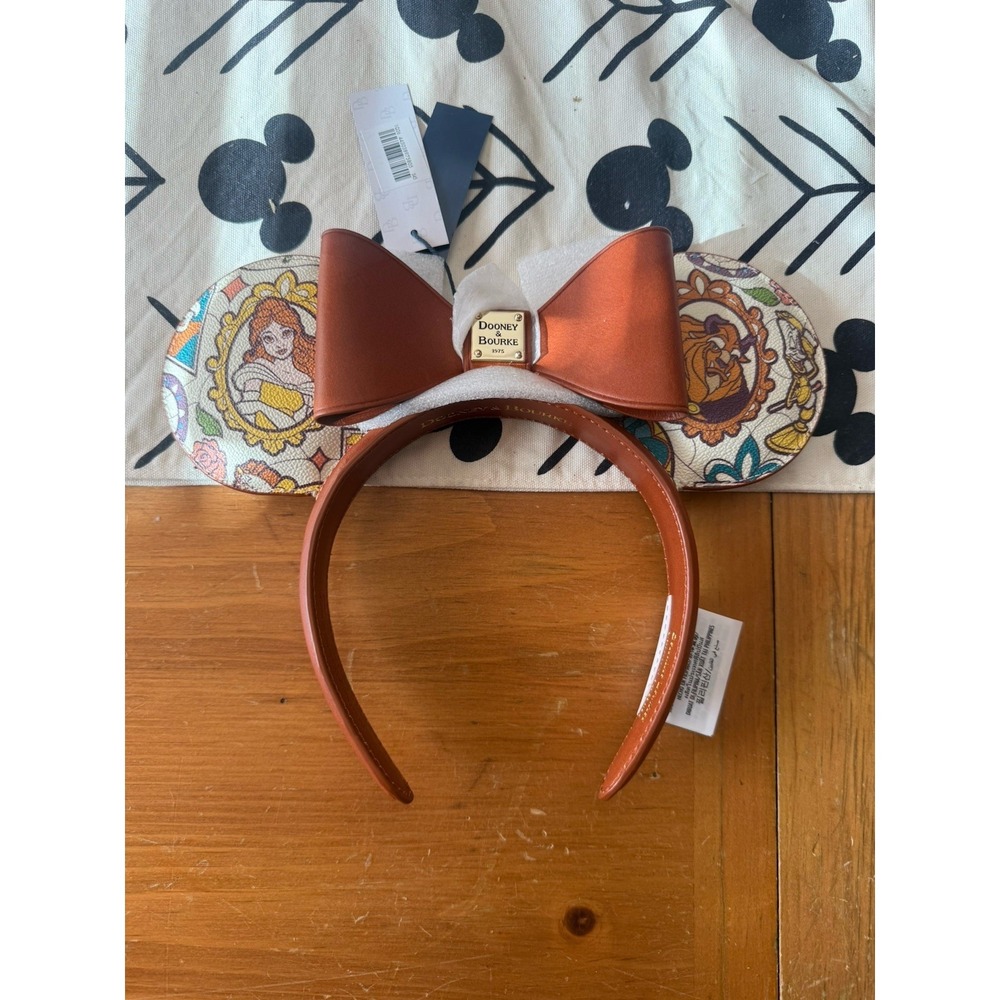 Disney Parks Dooney & Bourke Beauty & The Beast Mickey Ears Headband Leather NWT